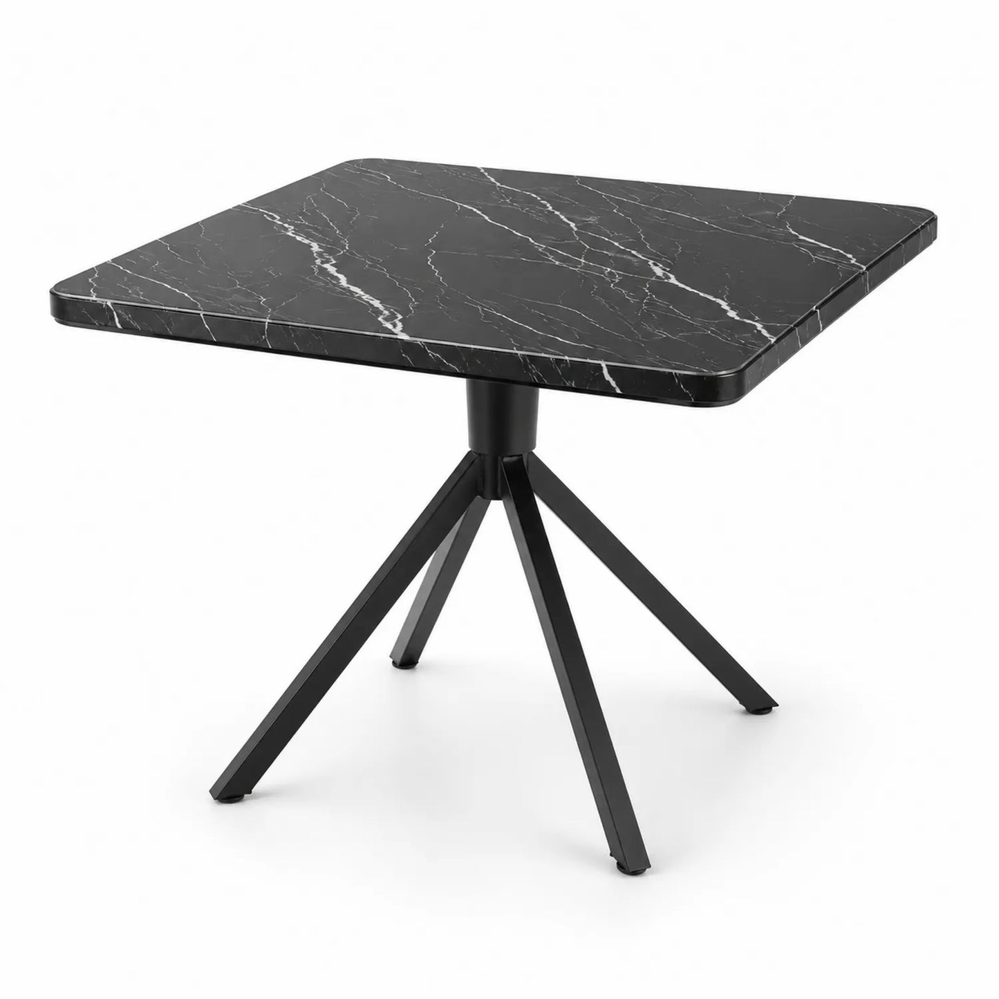 Mesa cuadrada de mármol negro con base de acero 80x80x75 cm