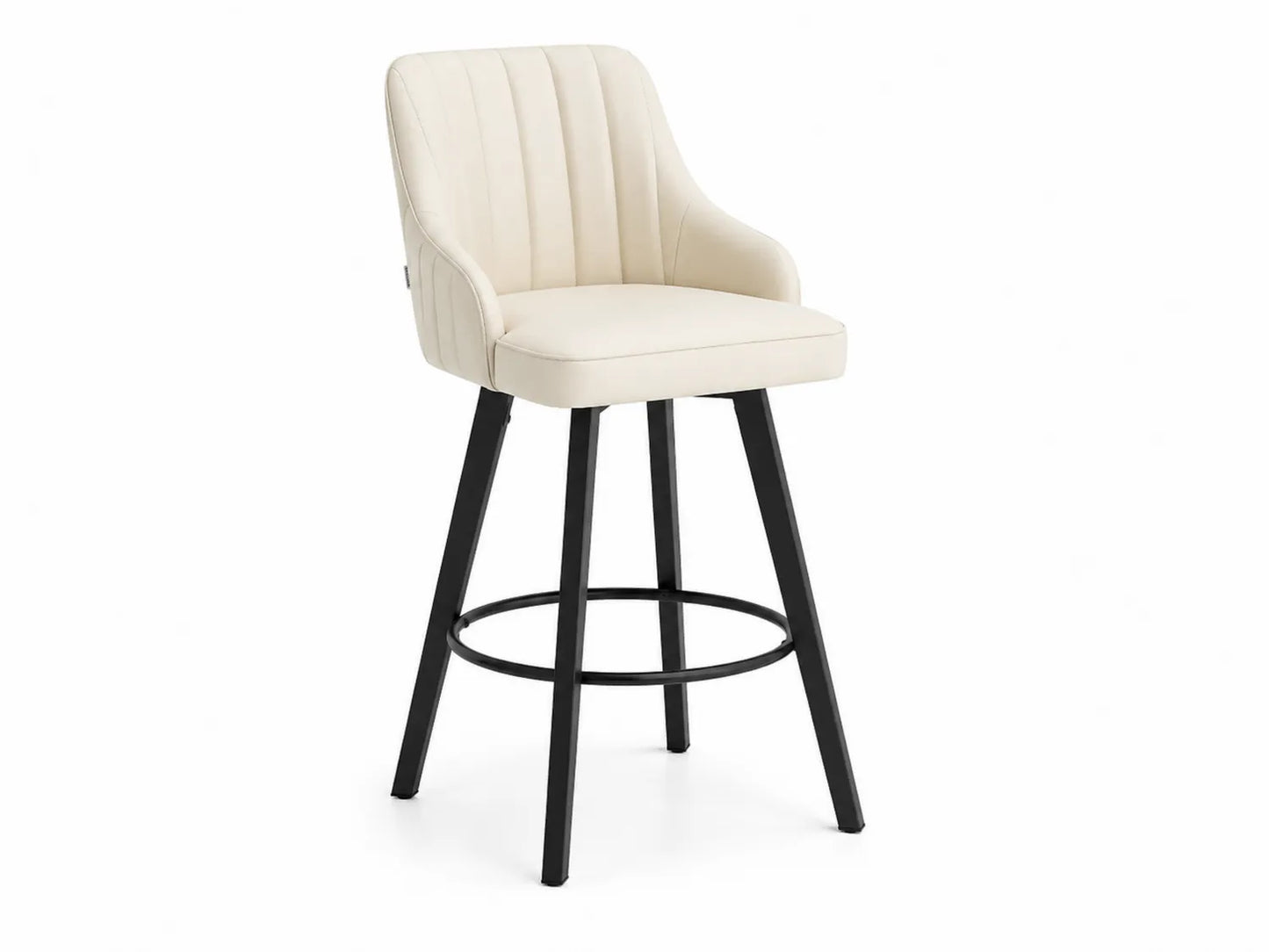 Taburete de Bar Giratorio con Asiento de Cuero Sintético y Base de Acero