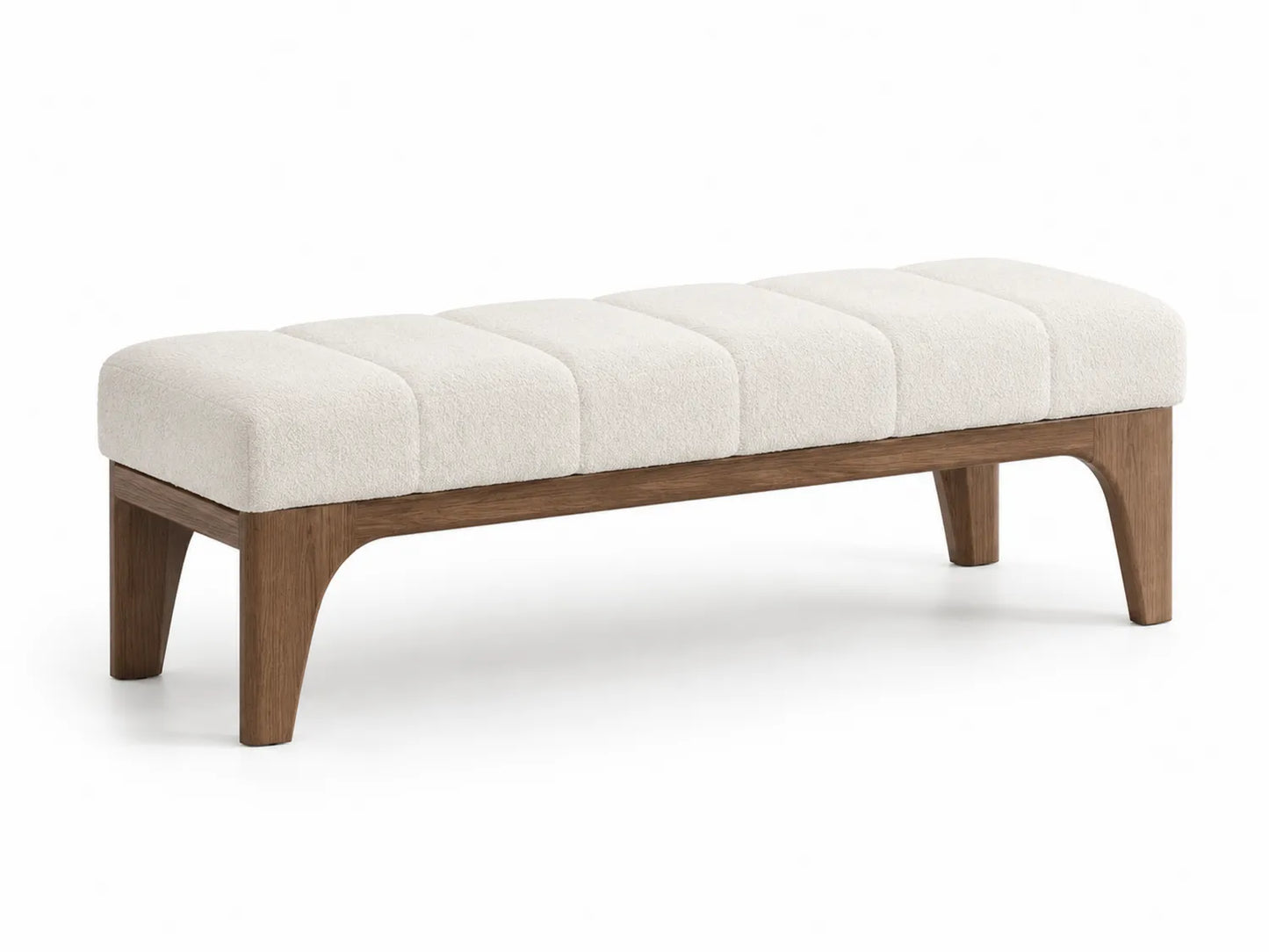 Banco de Madera y Tela Chenille Beige 140x40x45 cm