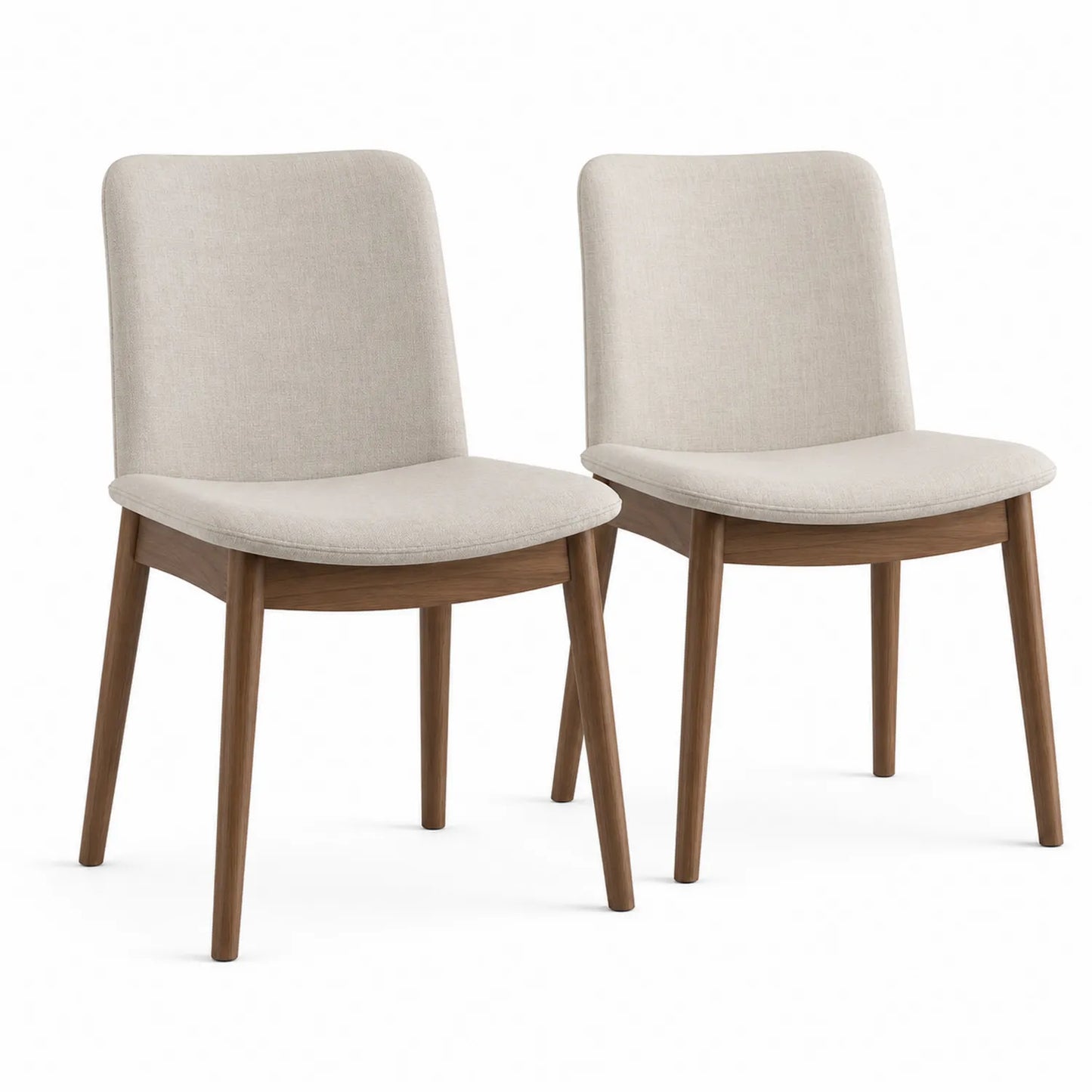 Conjunto de 2 sillas de comedor de madera y tela beige