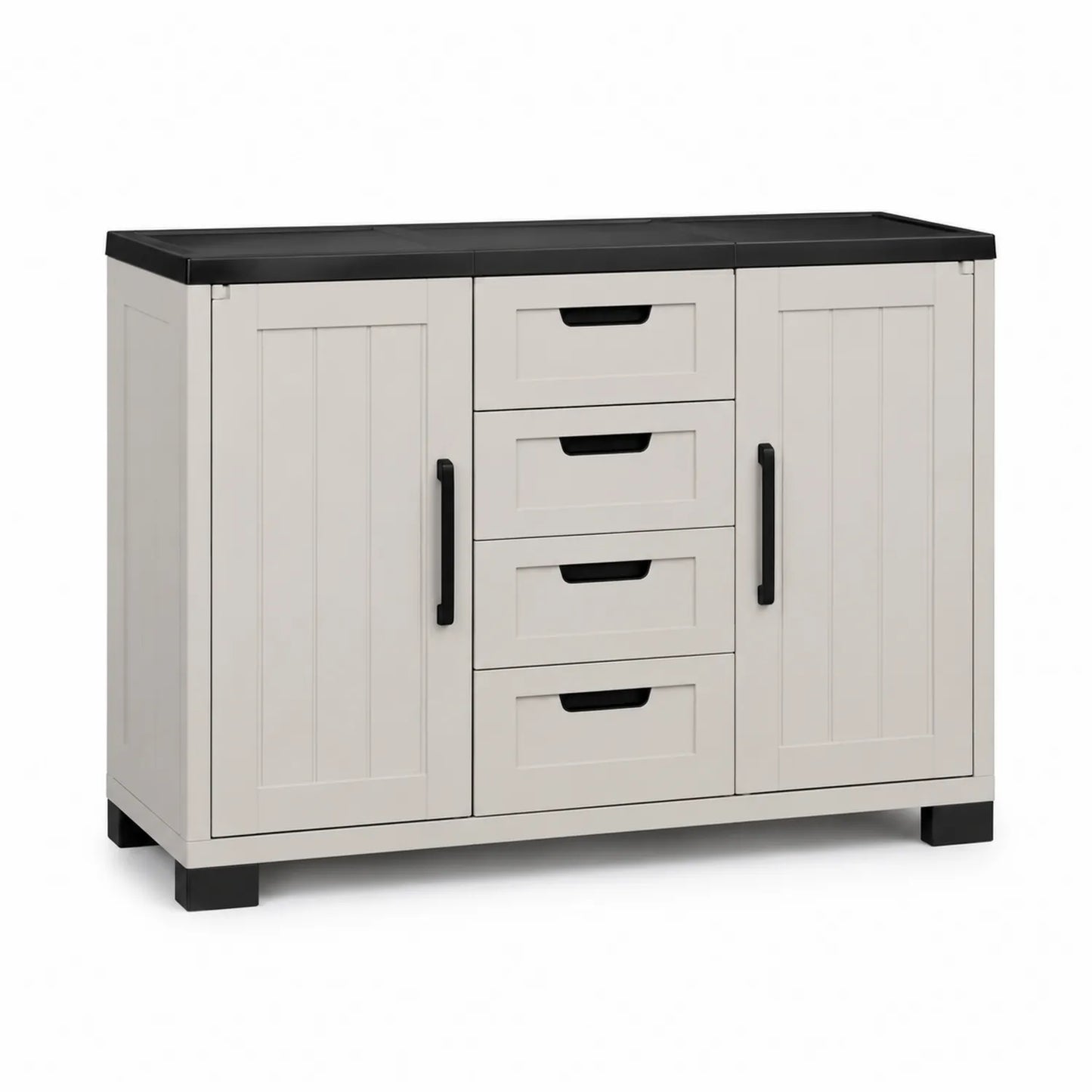 Armario de plástico beige con 4 cajones y 2 puertas 88x100x45 cm