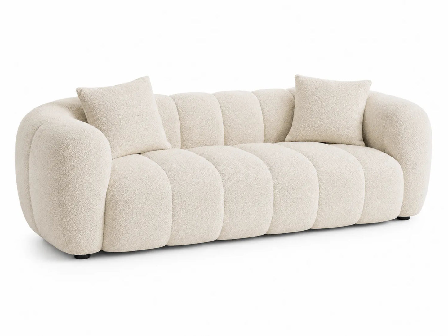 Sofá de 3 plazas en tela bouclé Beige