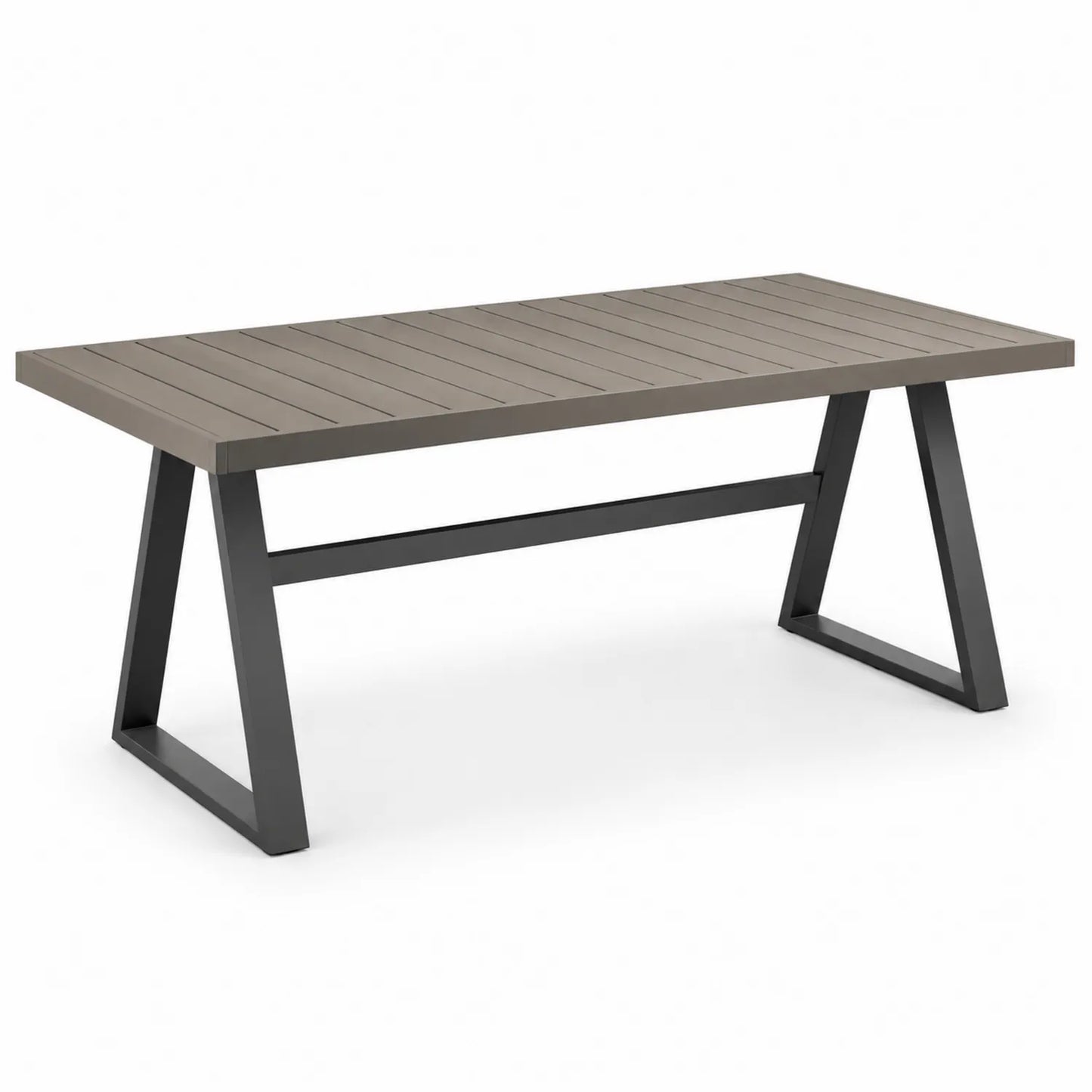 Mesa de comedor de aluminio y madera gris 180x90x75 cm