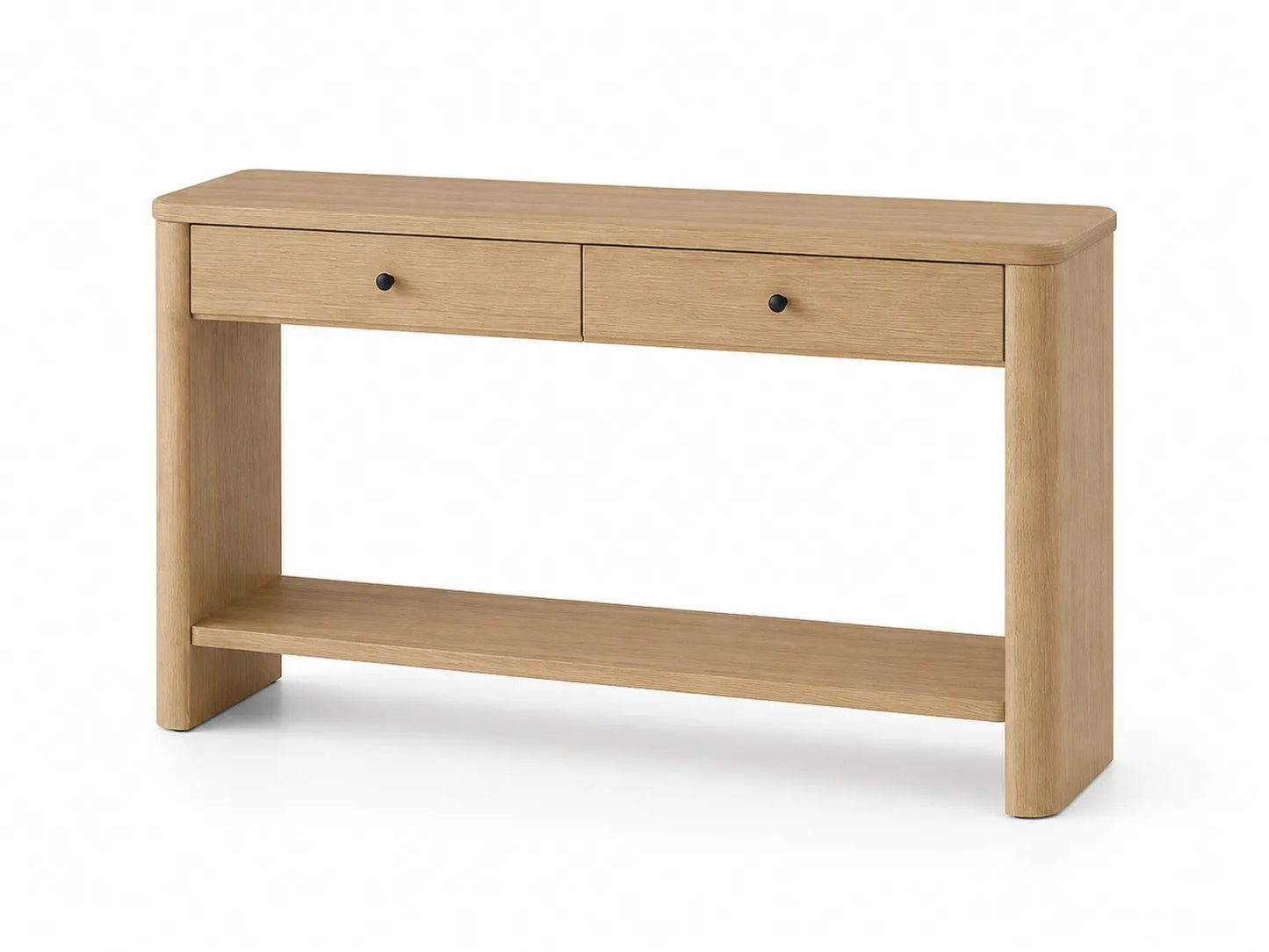 Consola de Roble con Cajones y Estante 120x30x75 cm