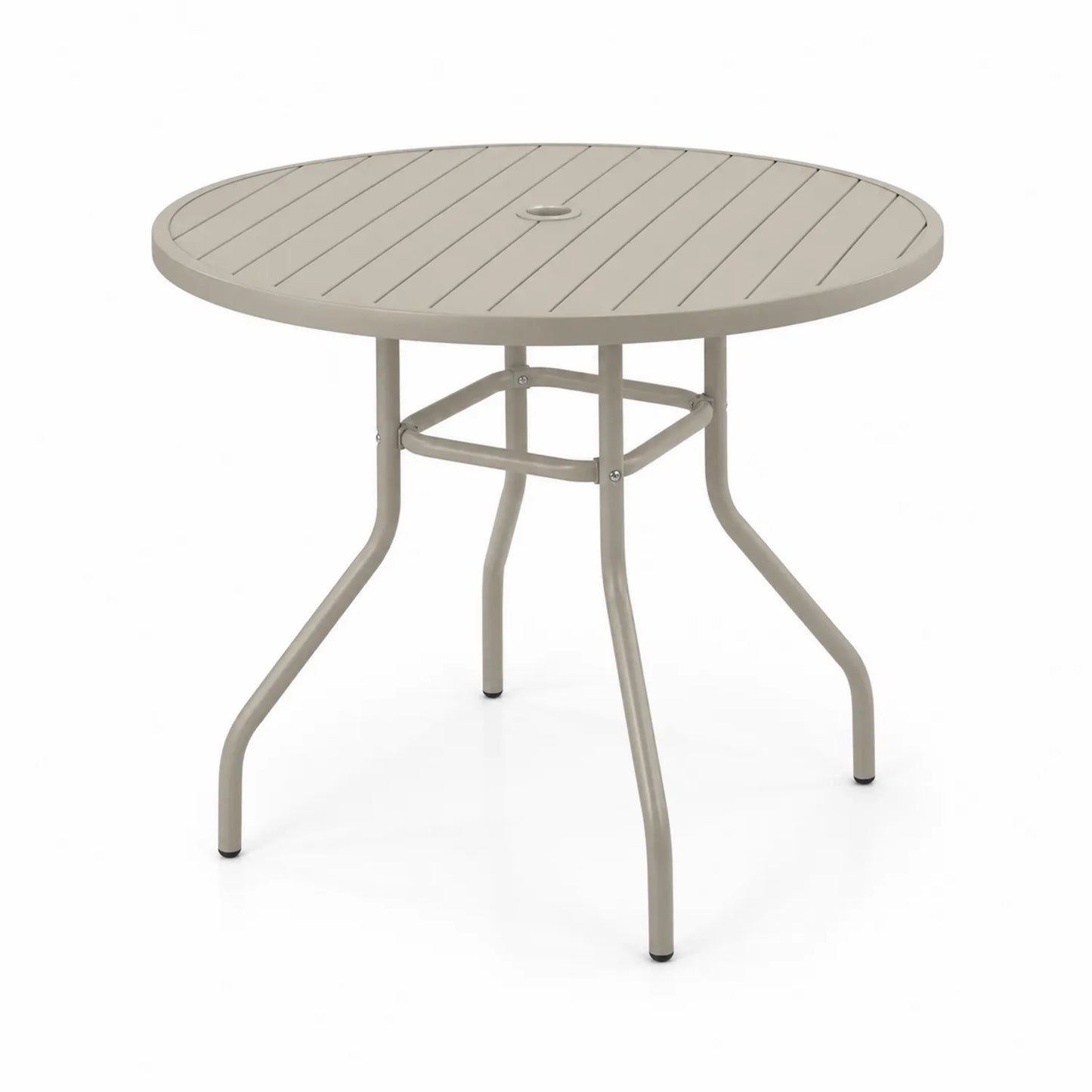 Mesa redonda de metal beige para exterior 90 cm