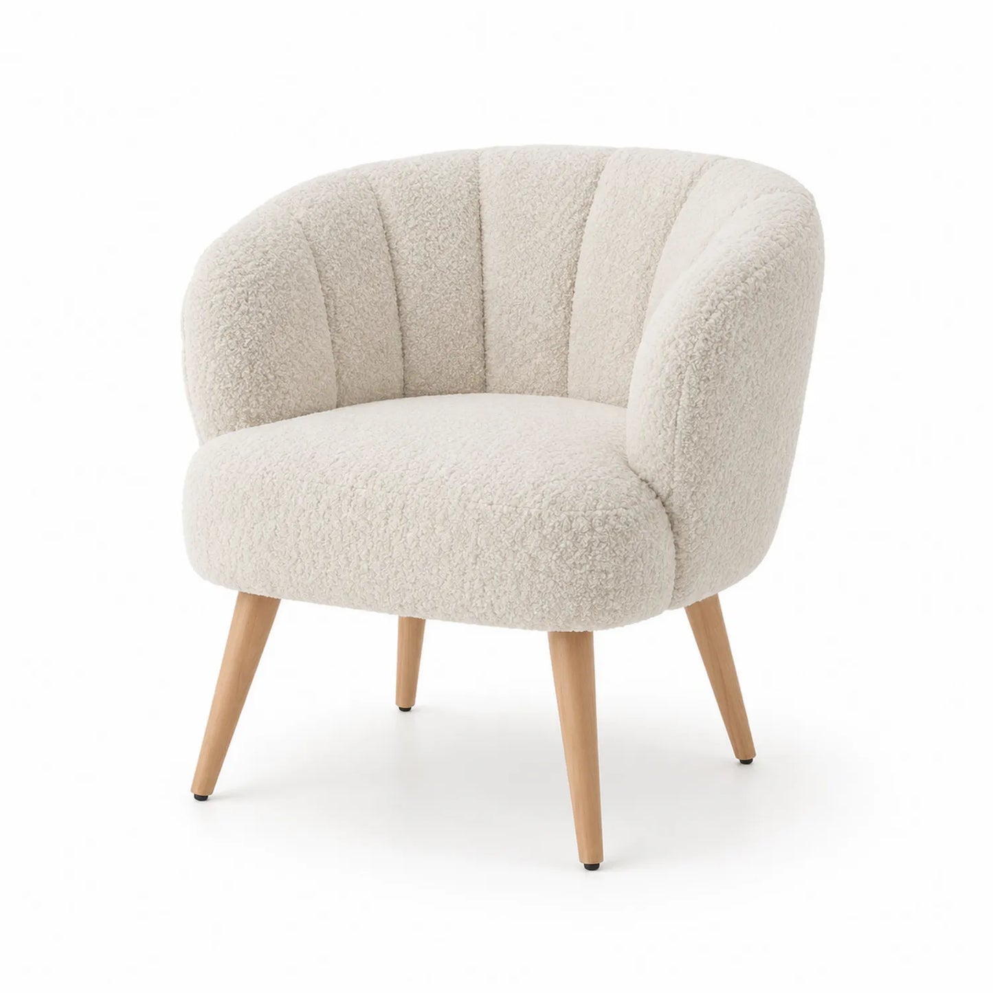Silla de salón con patas de madera y tapizado de lana poliéster