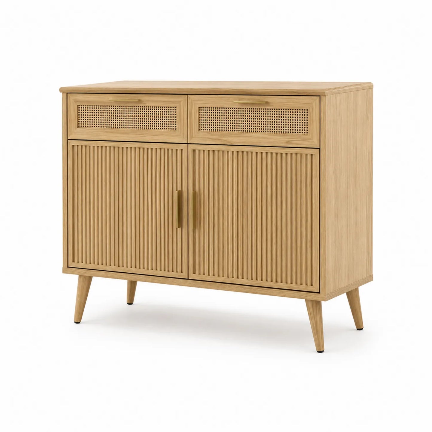 Aparador de Madera de Roble con Puertas y Cajones 90x40x80 cm