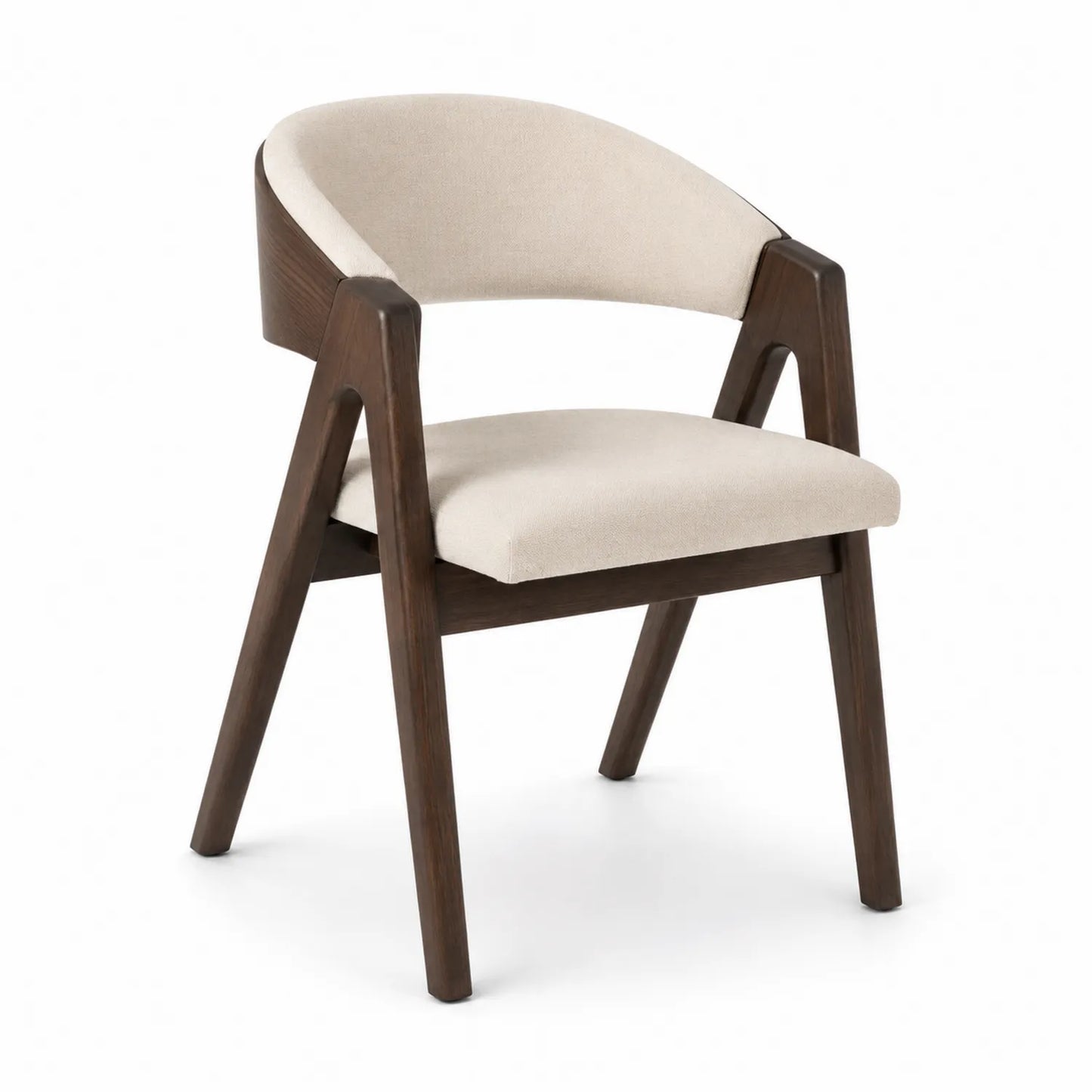 Silla de Tela Beige con Estructura de Madera