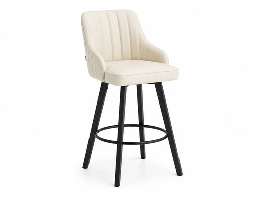 Taburete de Bar Giratorio con Asiento de Cuero Sintético y Base de Acero