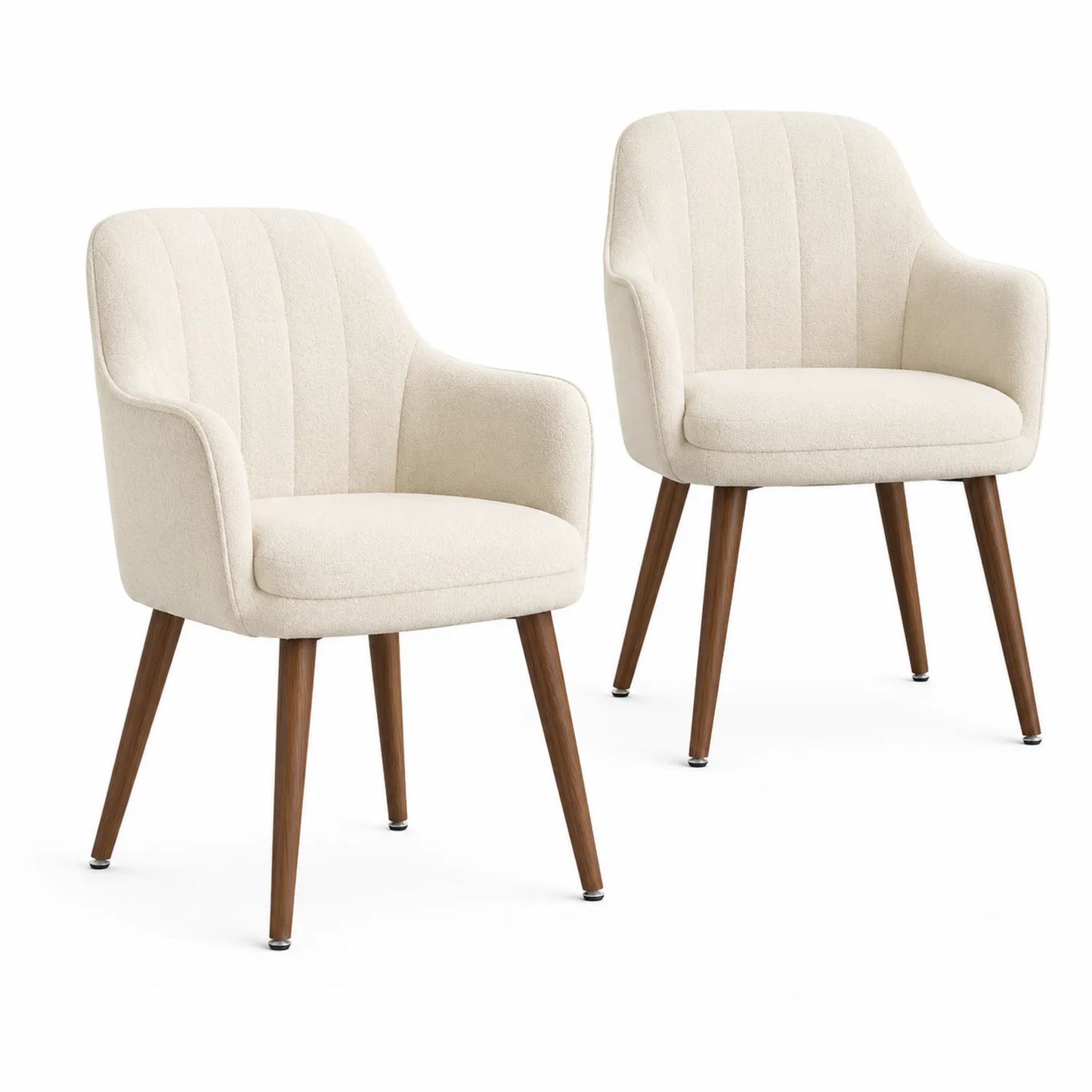 Juego de 2 sillas de comedor de poliéster y madera beige