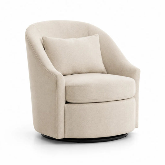 Sillón giratorio de tela de poliéster beige