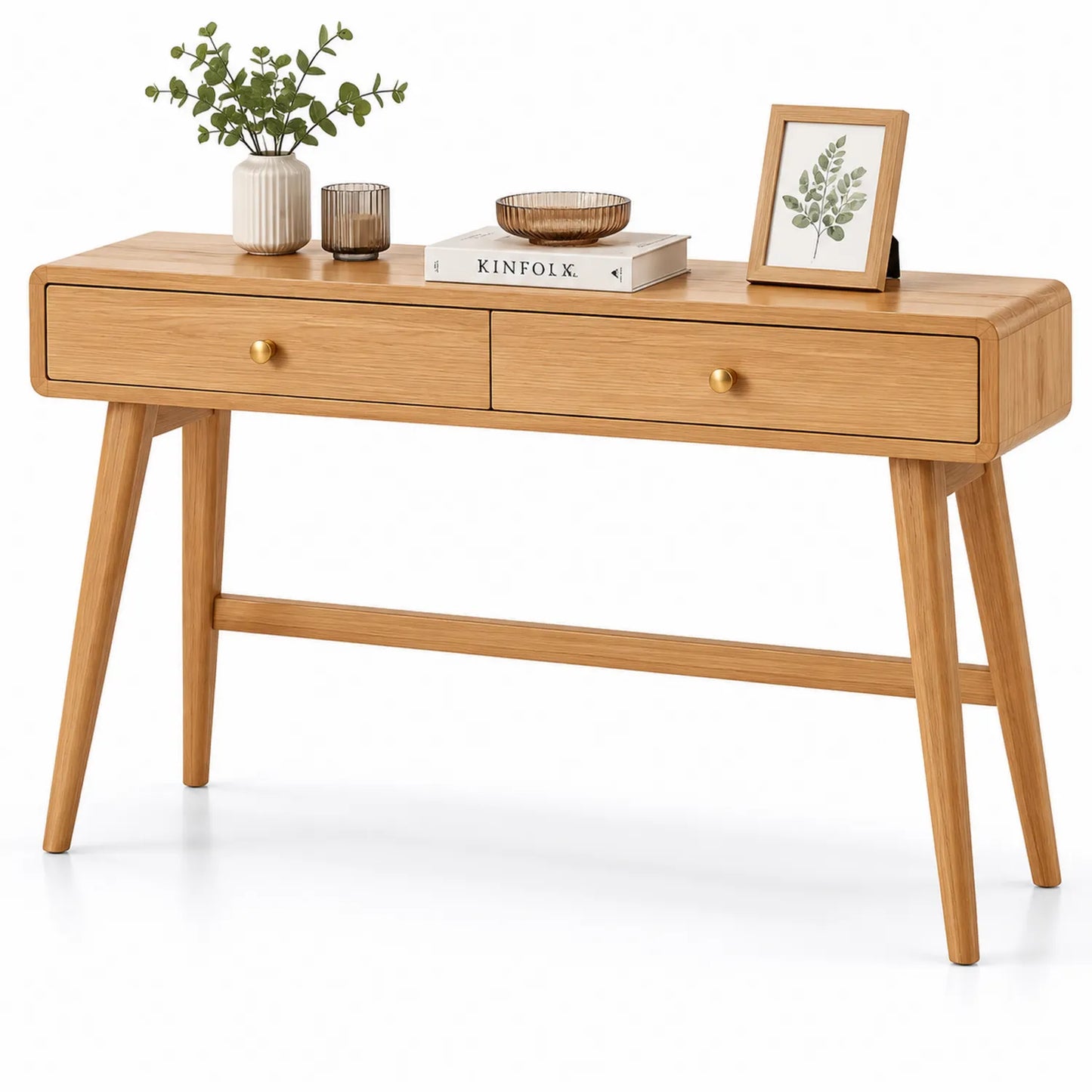Mesa consola de madera con 2 cajones 120x40x75 cm