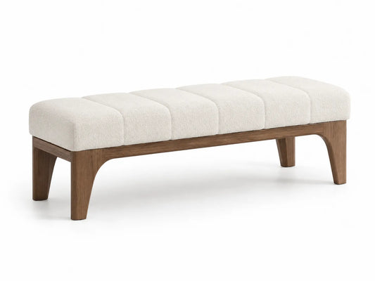 Banco de Madera y Tela Chenille Beige 140x40x45 cm