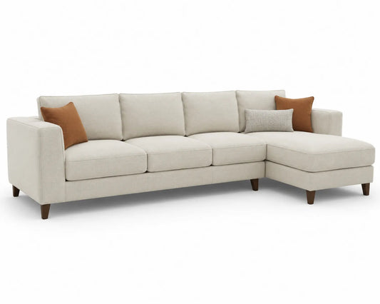 Sofá seccional en L de poliéster beige 280 cm