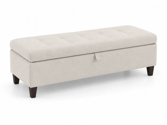 Banco de Almacenamiento Tapizado de Tela Beige 120x40x45cm