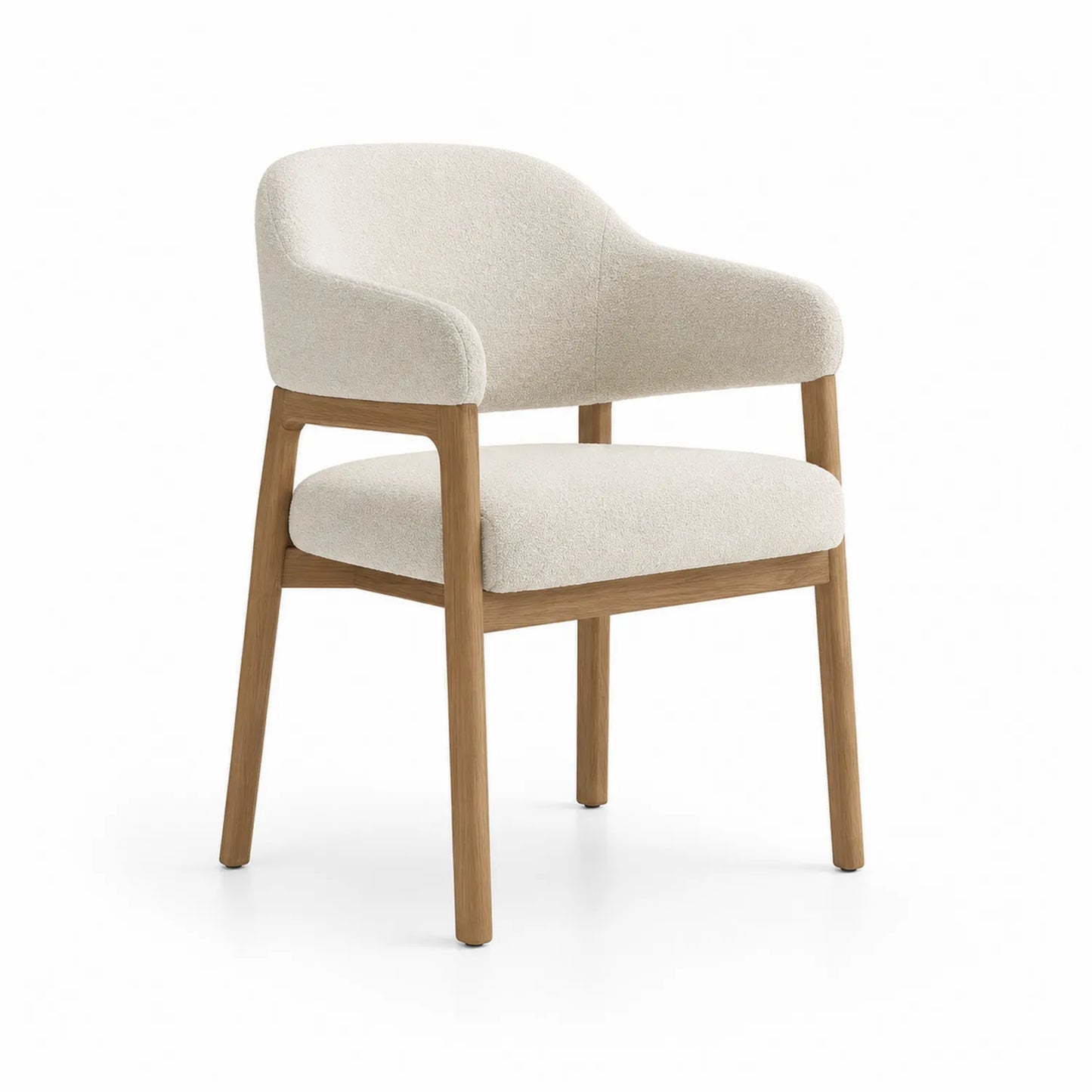 Silla de comedor con estructura de madera y tapizado de poliéster beige