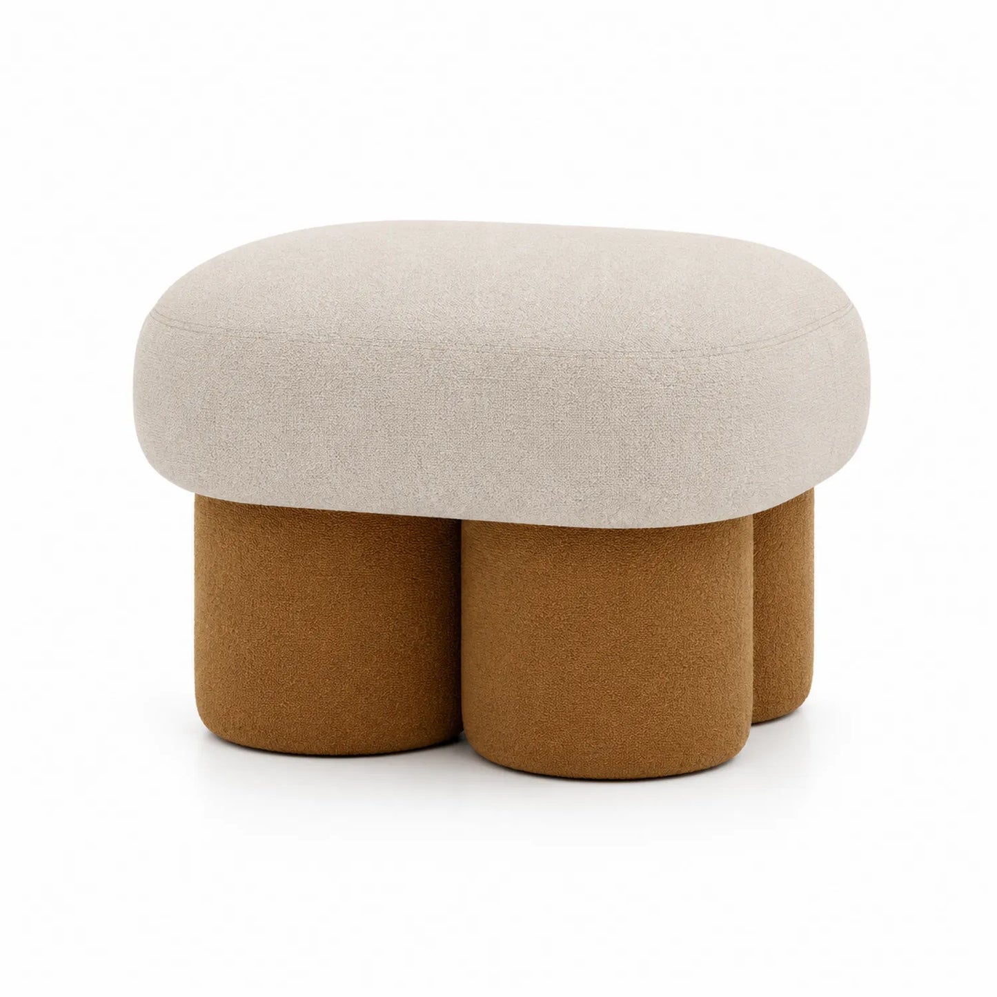 Puf de tela de poliéster beige y café 80x50x45 cm