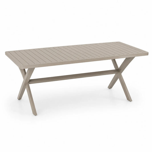 Mesa de comedor gris de aluminio para exterior 220x100x75 cm