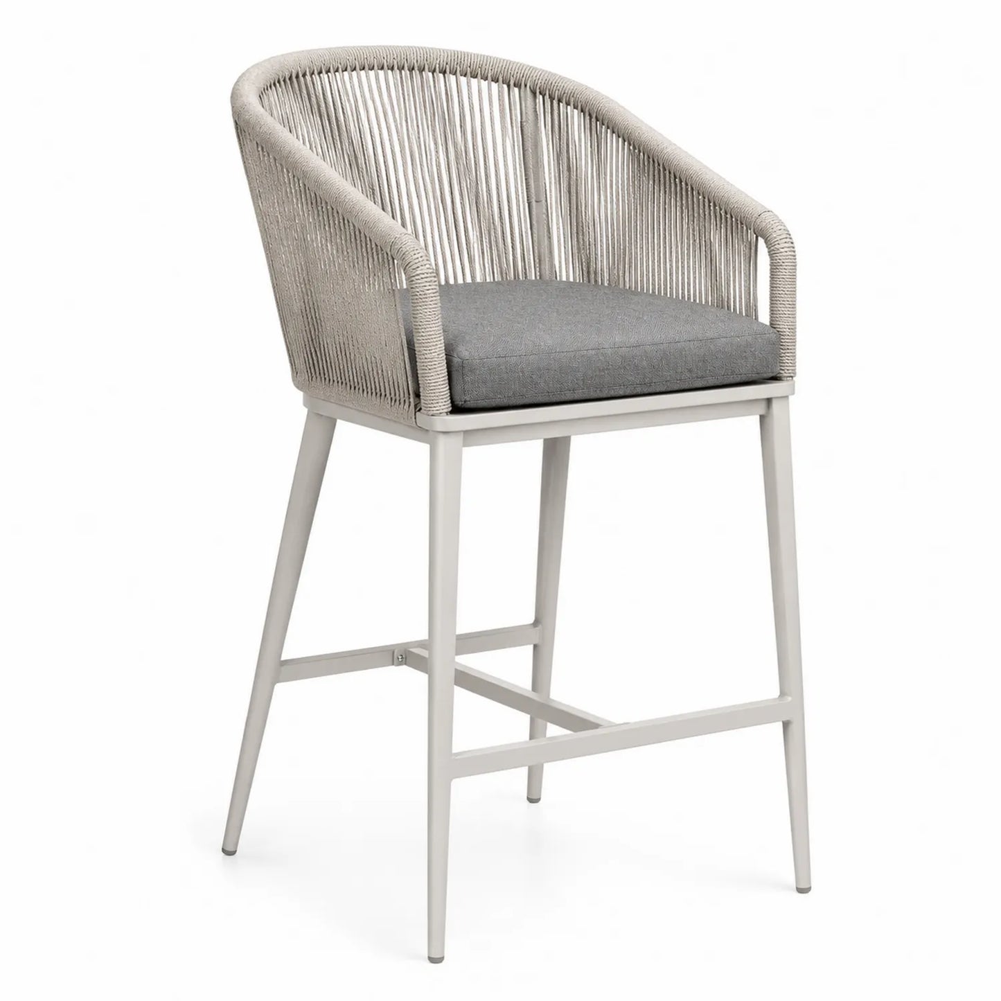 Silla de cuerda gris con estructura de aluminio para exterior