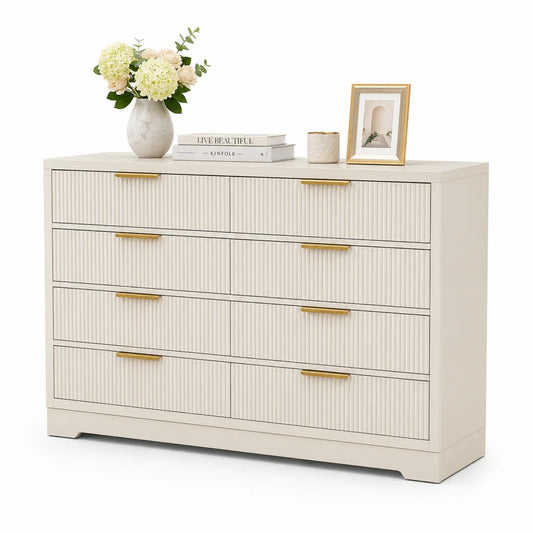Cajonera de Madera y Metal Beige 120x40x80 cm