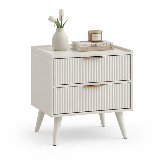 Mesita de noche de madera con 2 cajones Blancos 50x40x60 cm