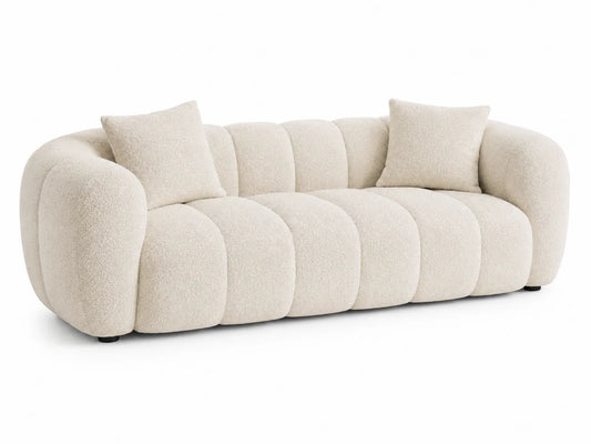 Sofá de 3 plazas en tela bouclé Beige