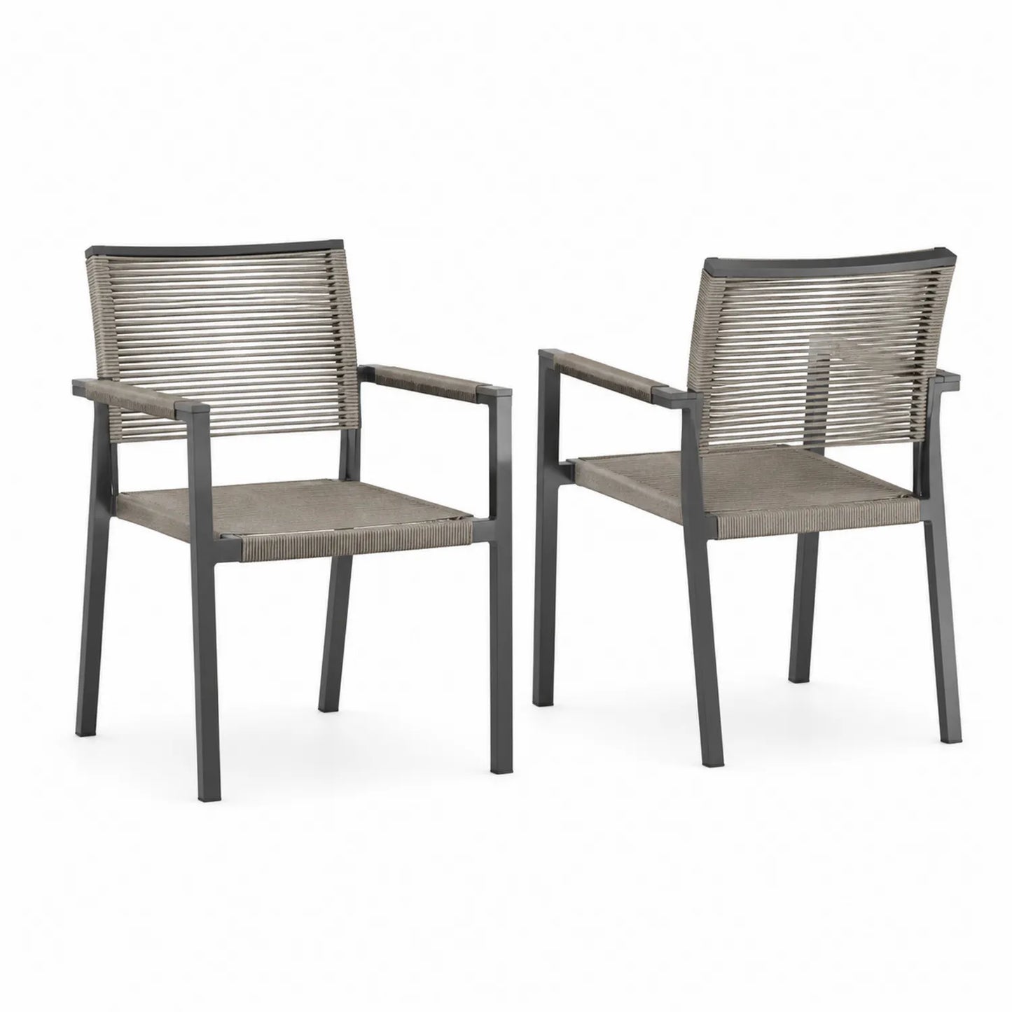 Conjunto de 2 sillas de aluminio con cuerda gris