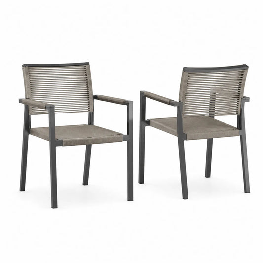 Conjunto de 2 sillas de aluminio con cuerda gris