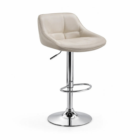 Taburete de bar en cuero sintético y metal cromado Beige