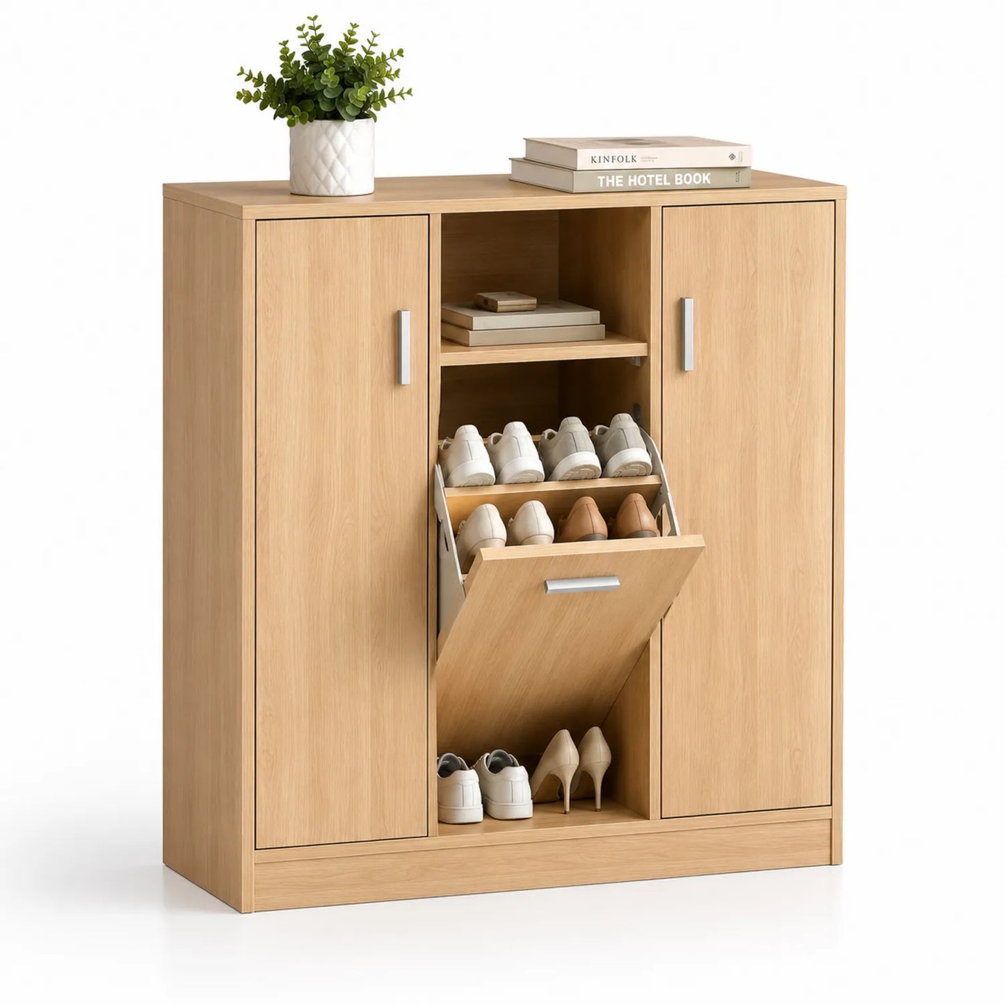 Zapatero de Madera con 3 Puertas Abatibles 90x33x100 cm
