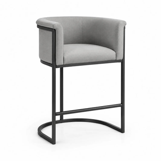 Taburete de bar con estructura de acero y asiento de tela de poliéster