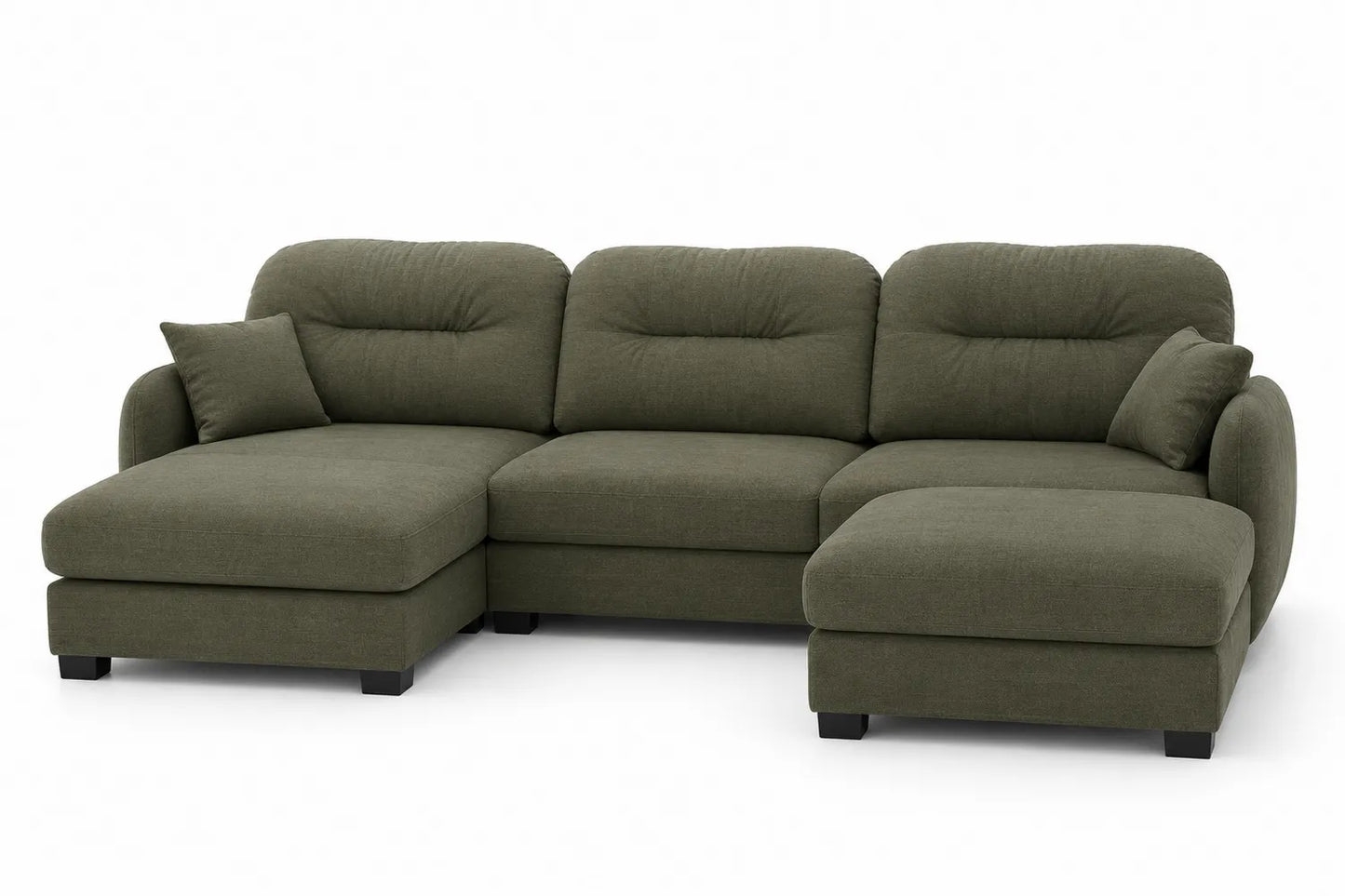Sofá Esquinero de Tela Verde con Cojines