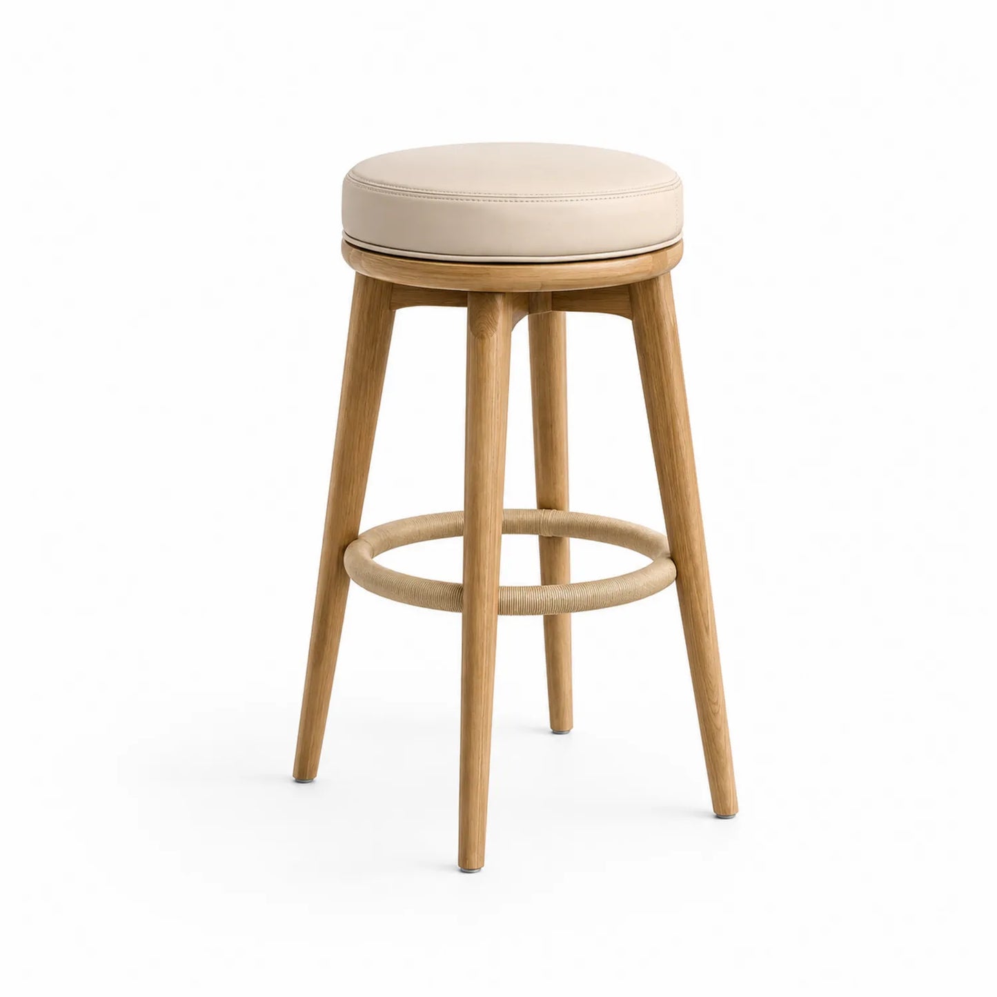 Taburete de Bar Redondo Beige Madera Roble 75 cm