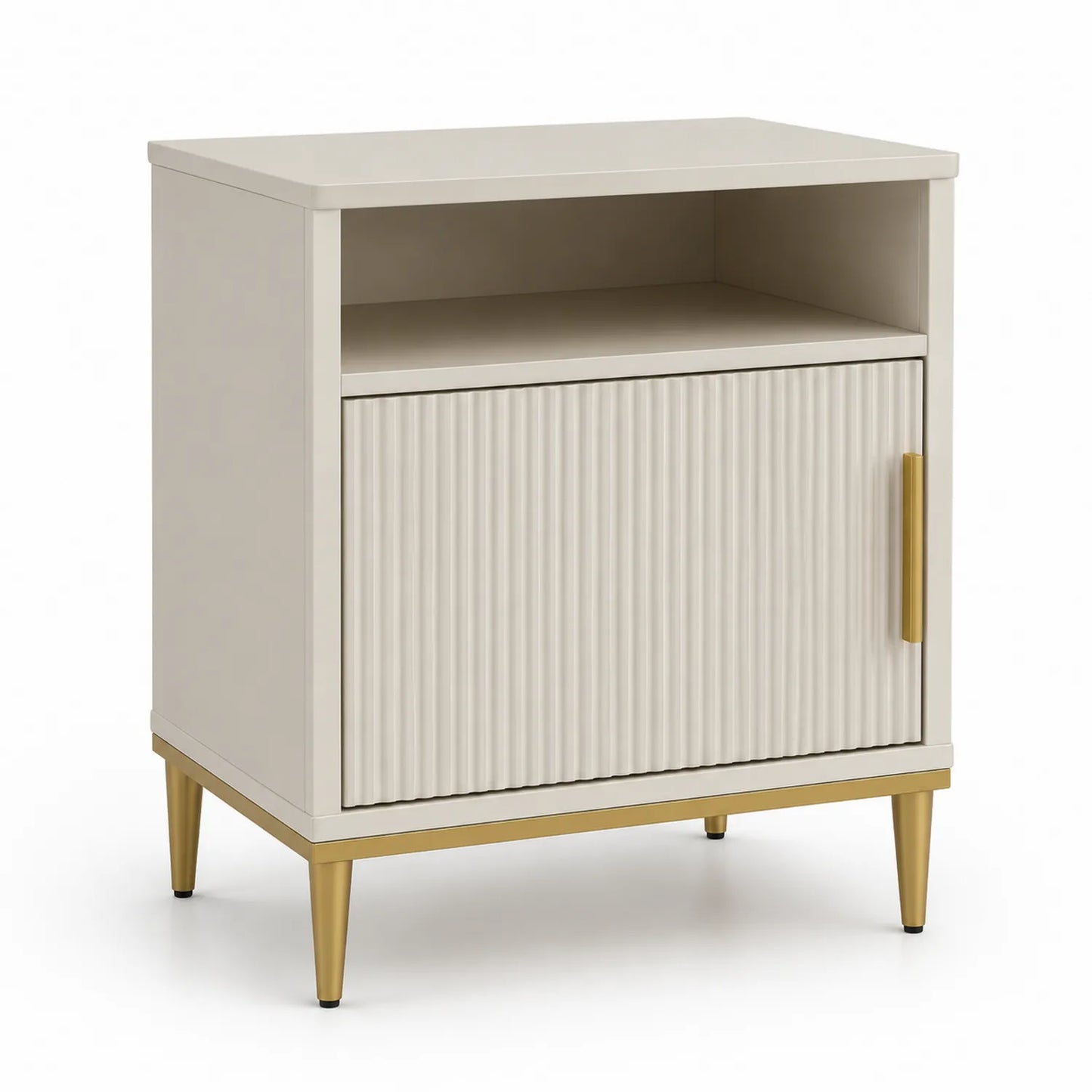 Mesita de Noche de Madera MDF y Metal Beige 50x40x60 cm