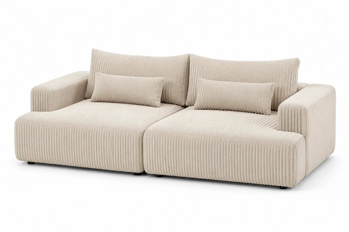 Sofá de 2 plazas de pana beige con cojines incluidos