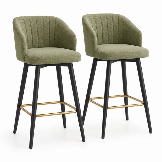 Set de 2 Taburetes Altos de Poliéster y Metal Verdes