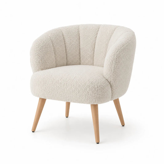 Silla de salón con patas de madera y tapizado de lana poliéster