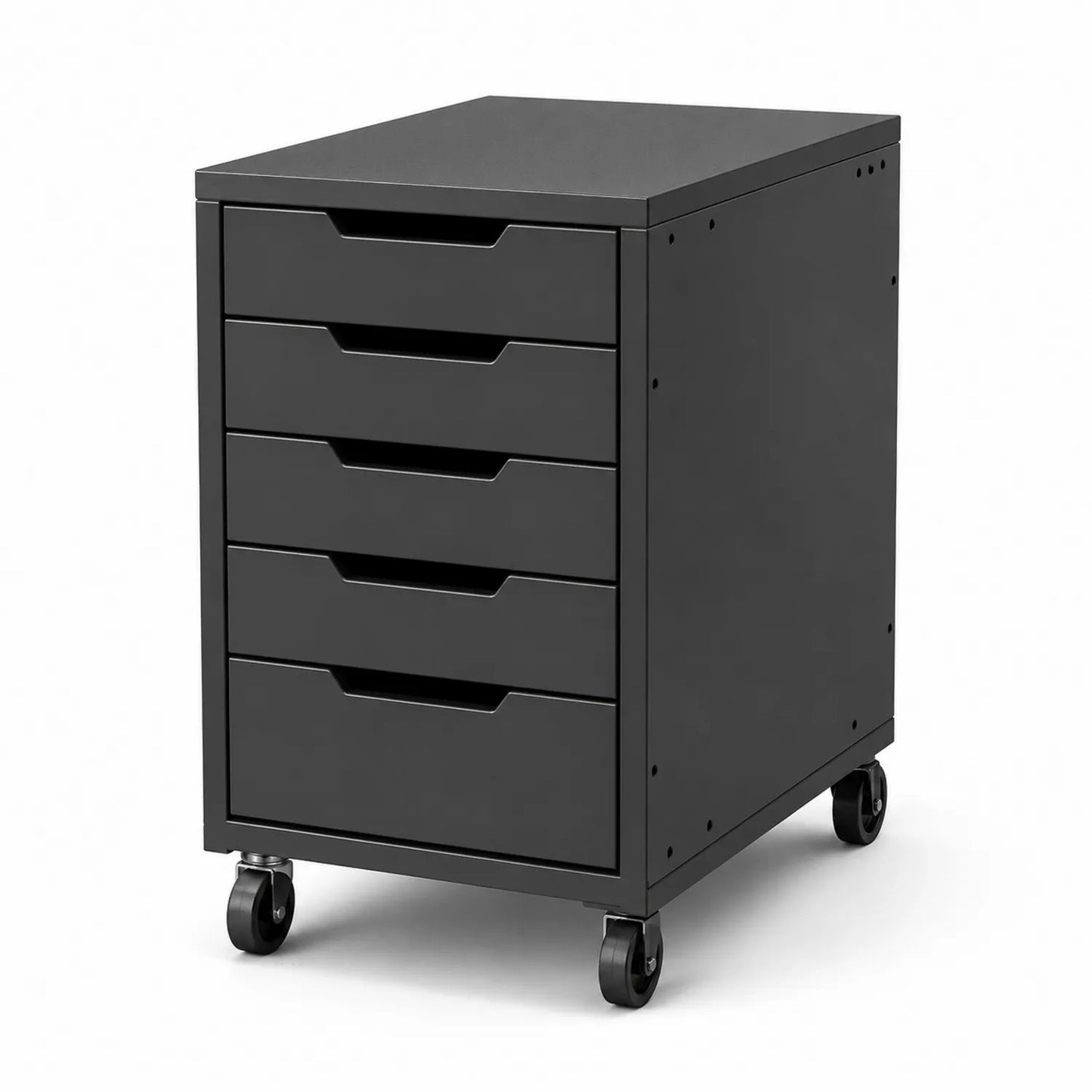 Cajonera de Metal Negra con Ruedas y 5 Cajones