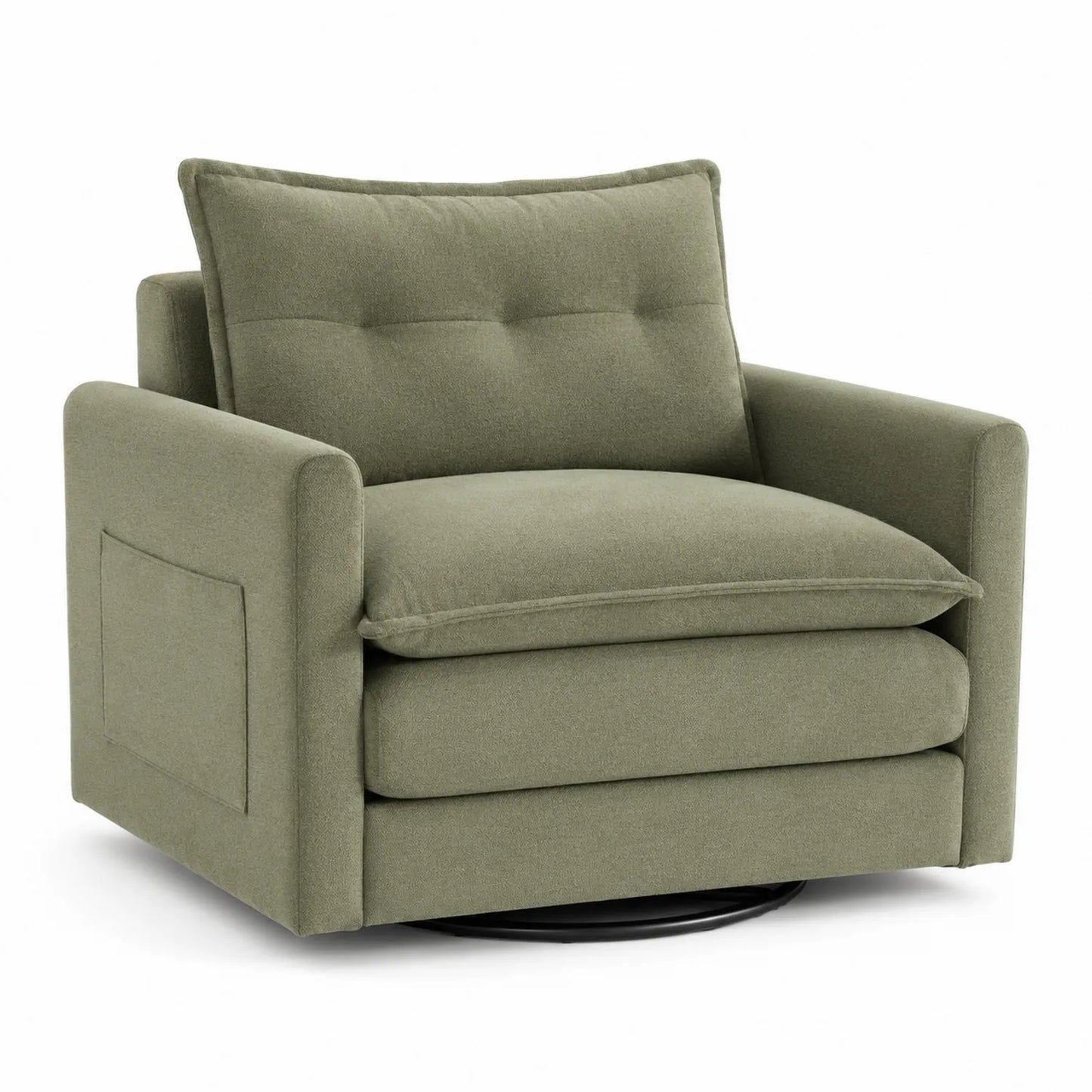 Sillón Giratorio de Tela Verde 85cm x 90cm x 90cm