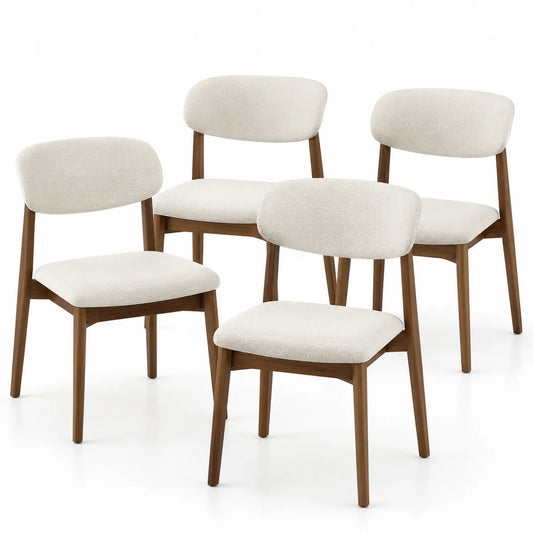 Conjunto de 4 sillas de comedor de madera y tela beige