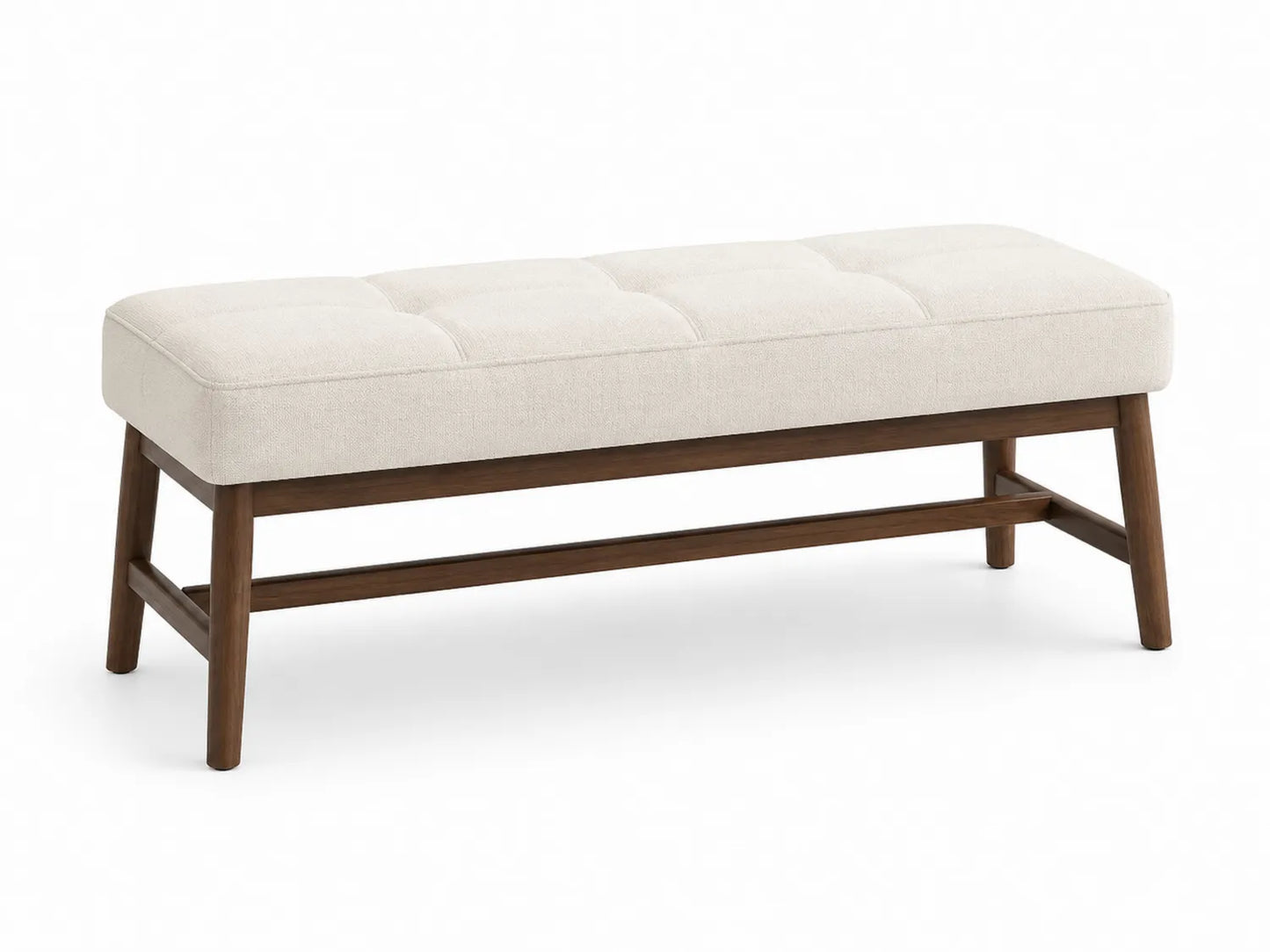 Banco de madera con cojín de poliéster beige 120x40x45 cm